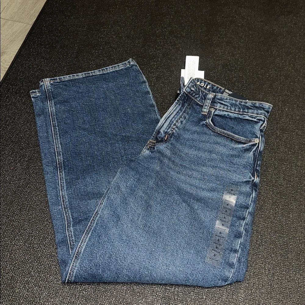 NWT American Eagle Outfitters high rise stretch  Fit Dark Blue Jeans 6 regular - Picture 4 of 11